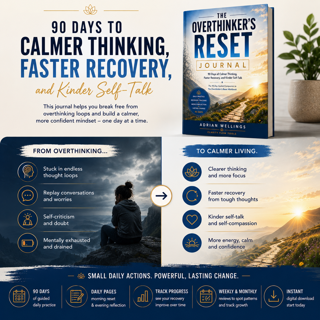 The Overthinker's Reset Journal | 90-Day Guided Journal for Calmer Thinking & Faster Recovery