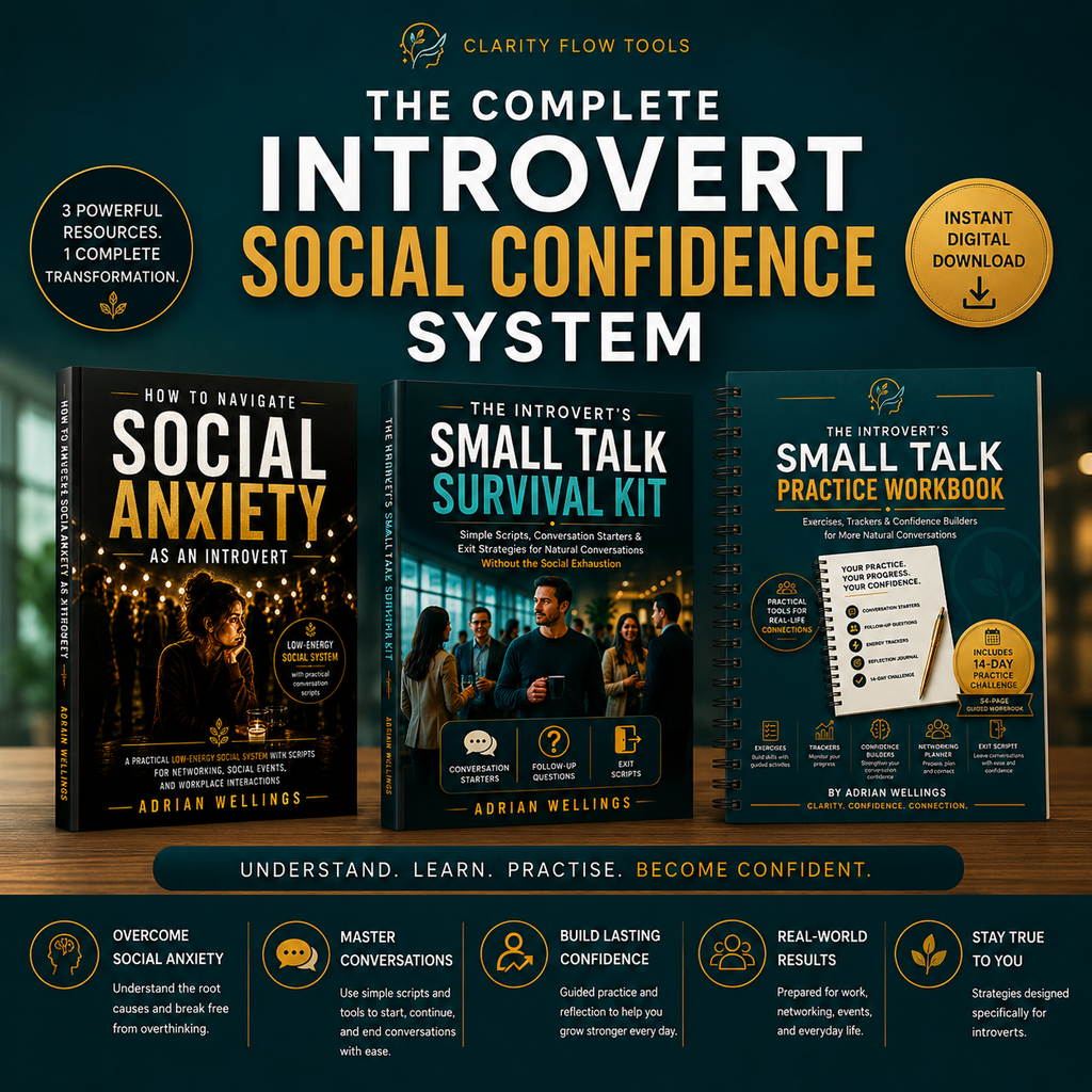 The Complete Introvert Social Confidence System | Three practical resources working together to help you overcome social anxiety, master natural conversations, and build lasting confidence without pretending to be someone you're not.