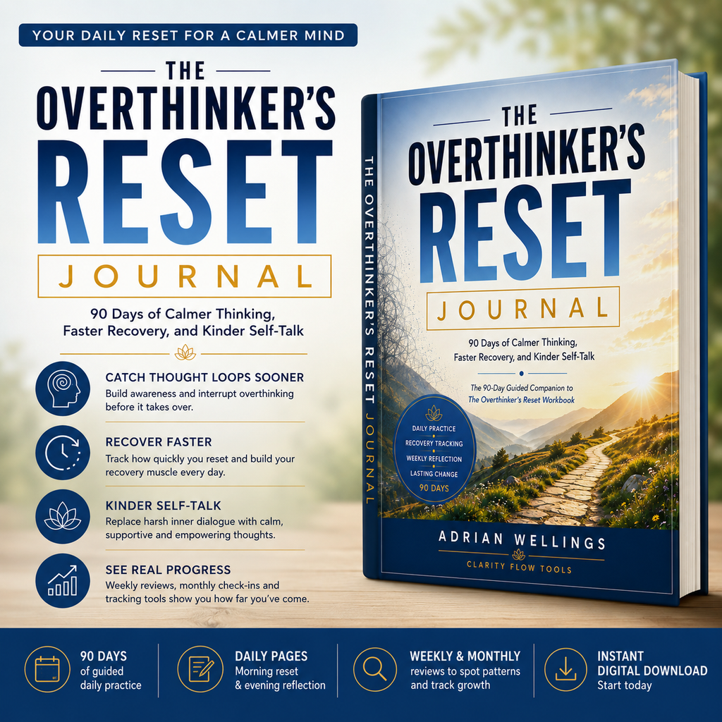 The Overthinker's Reset Journal | 90-Day Guided Journal for Calmer Thinking & Faster Recovery